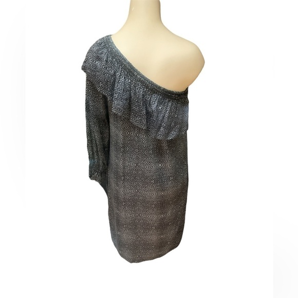 Anthropologie Velvet by Graham & Spencer Black Print One Shoulder Shift Dress S - Picture 7 of 16